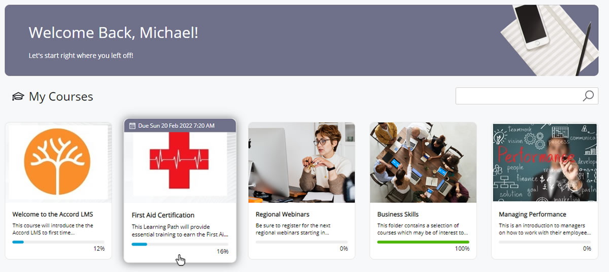 screenshot of Accord LMS